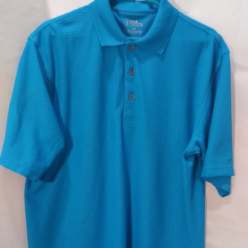 PGA Tour Golf Short Sleeve Polo Men's Shirt Color Blue Size Large